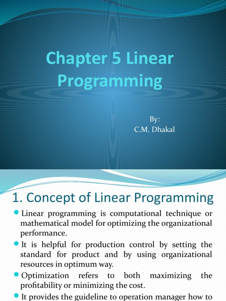 Chapter 5 Linear Programming | PDF | Mathematical Optimization | Linear ...