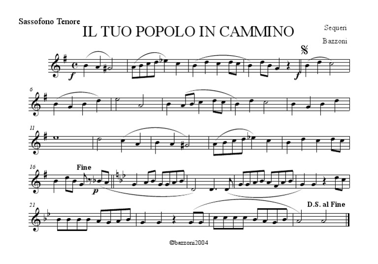 Il Tuo Popolo In Cammino Testo Completo Il Tuo Popolo in Cammino Sassofono Tenore | PDF