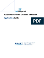 KAIST International Graduate Application For The 2023 Fall Admission (Regular)