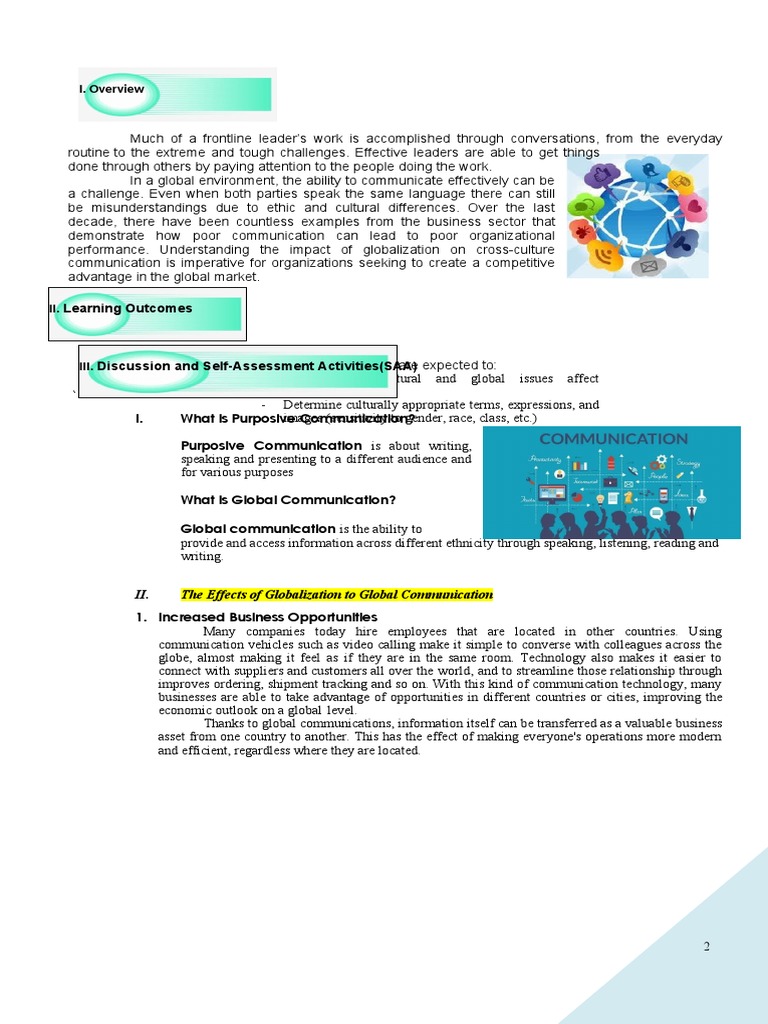 MODULE 2 Purposive Communication | PDF | Communication | Globalization