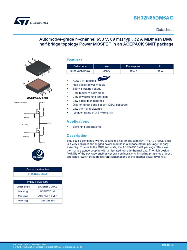 MOSFET N-channel STP16N65M2 650V 11A - Transistor Puissance En TO-220, Neuf, Marque STMicroelectronics
