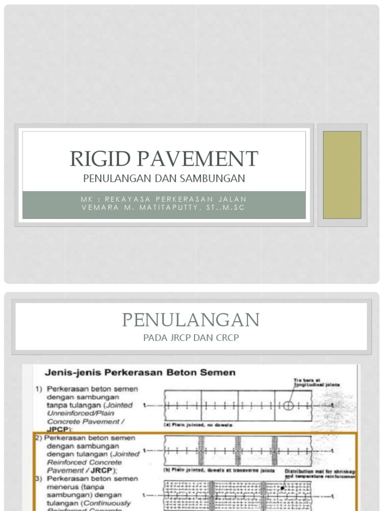 Penulangan Rigid Pavement JRCP dan CRCP | PDF