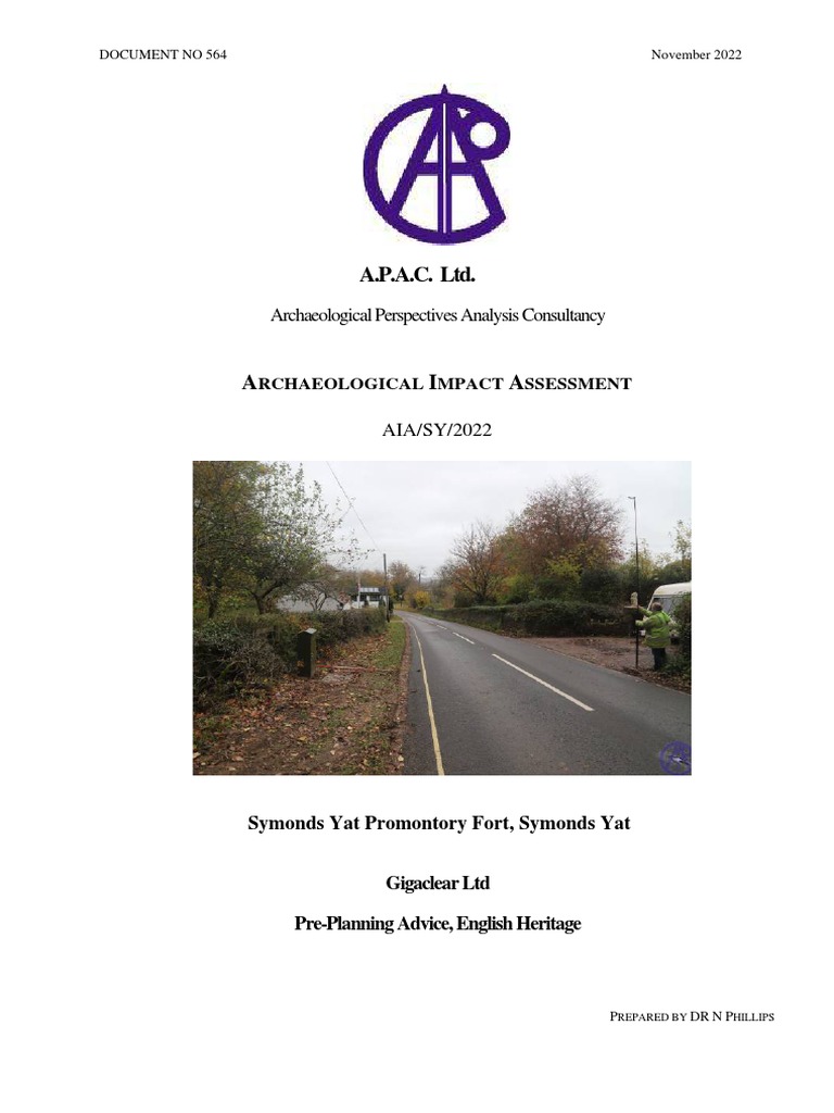 Symonds Yat. Archaeological Impact Assessment. APAC. LTD PDF Road