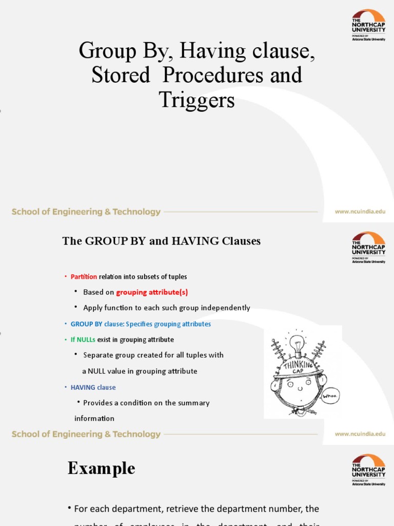 SQL GROUP BY, HAVING, Procedures & Triggers | PDF | Sql | Computer ...
