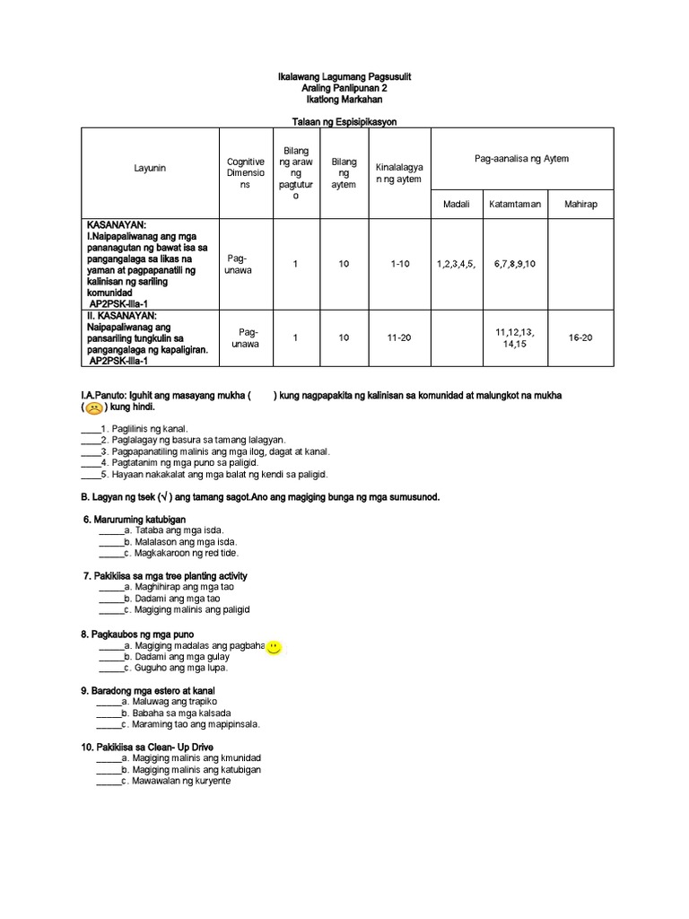 grade 5 summative test 3rd quarter with tos melc based answer