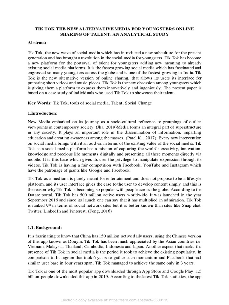 Tik Tok The New Alternative Media | PDF | Mobile App | Social Media