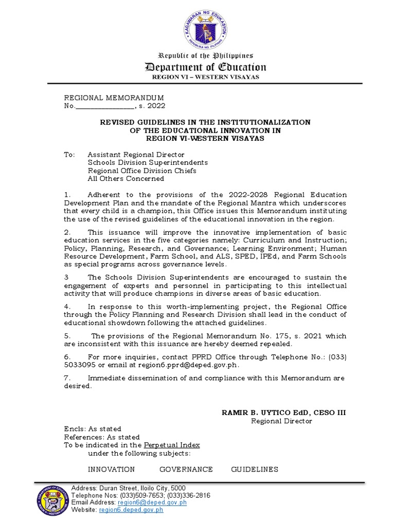 Revised Educational Innovation Guidelines Pdf Career Growth