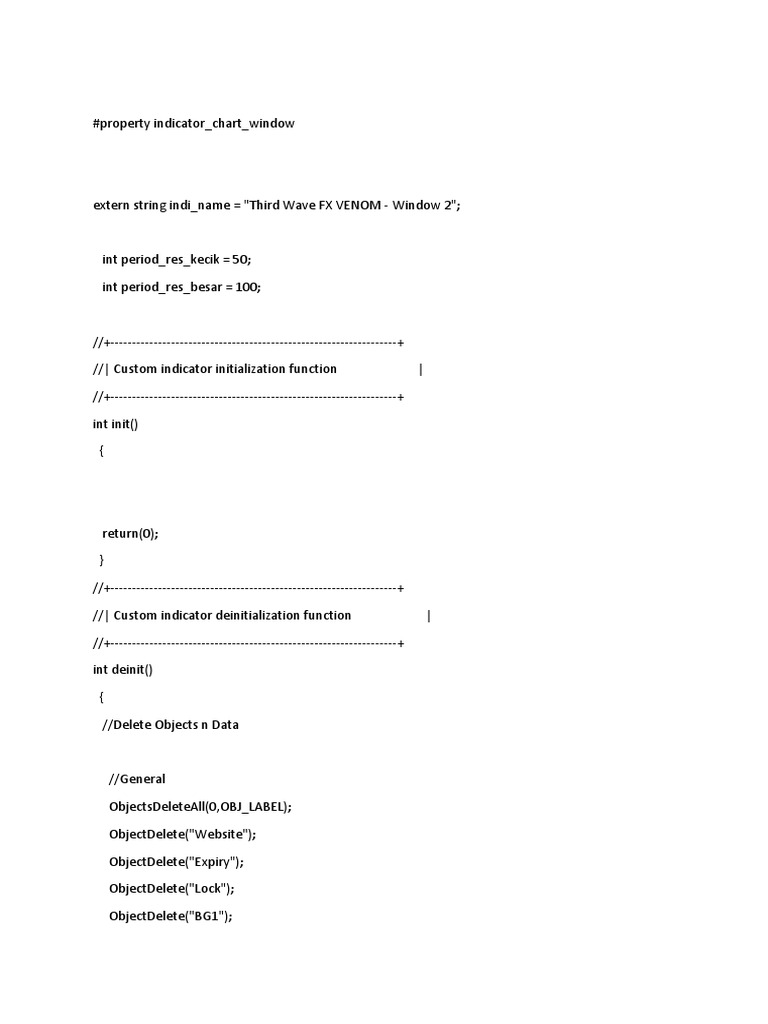 Configuration of a custom indicator for displaying trading signals and