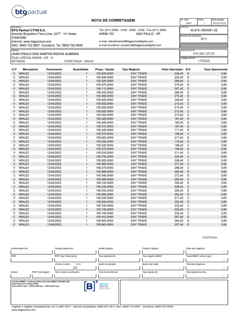 Nota de Corretagem 9385019 PDF | PDF | São Paulo