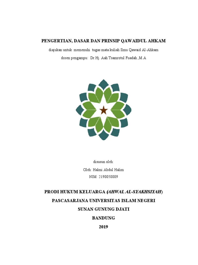 Halmi Abdul Halim Pengertian, Dasar Dan Prinsip Qawaidul Ahkam | PDF