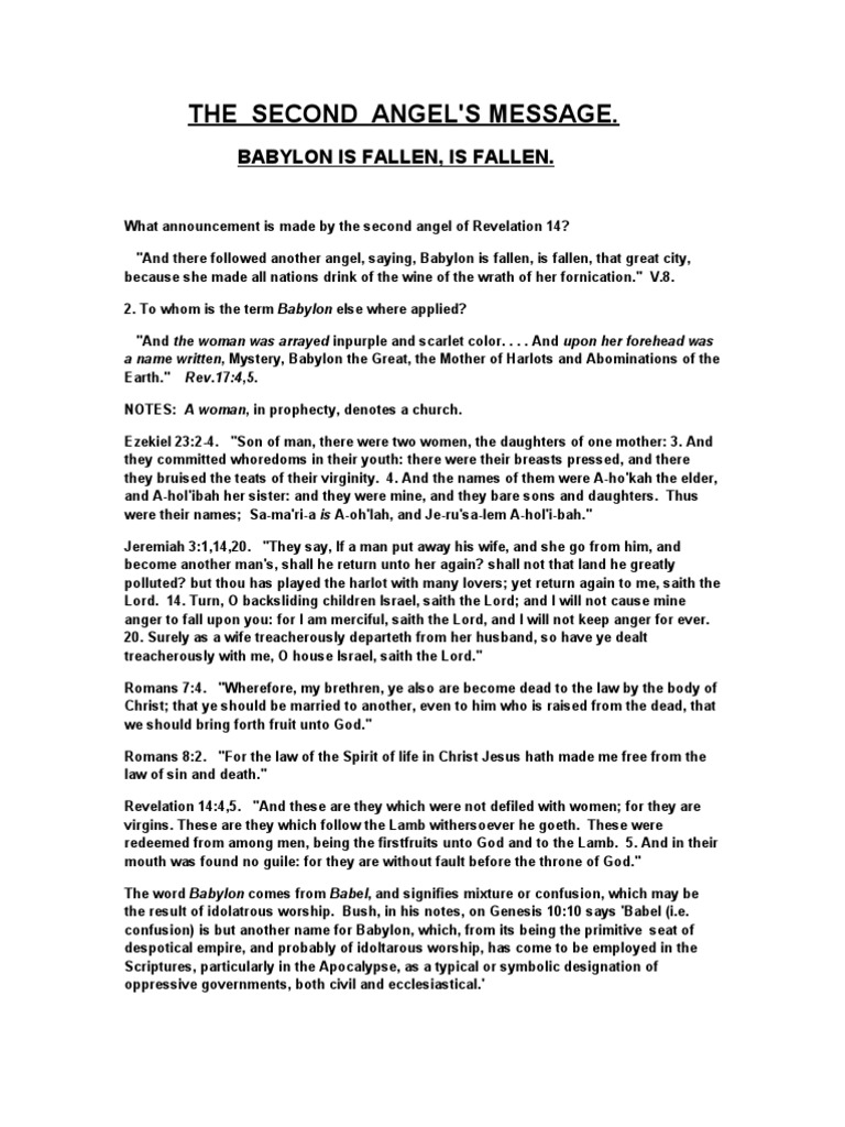 The Fall of Babylon: Second Angel's Message | PDF