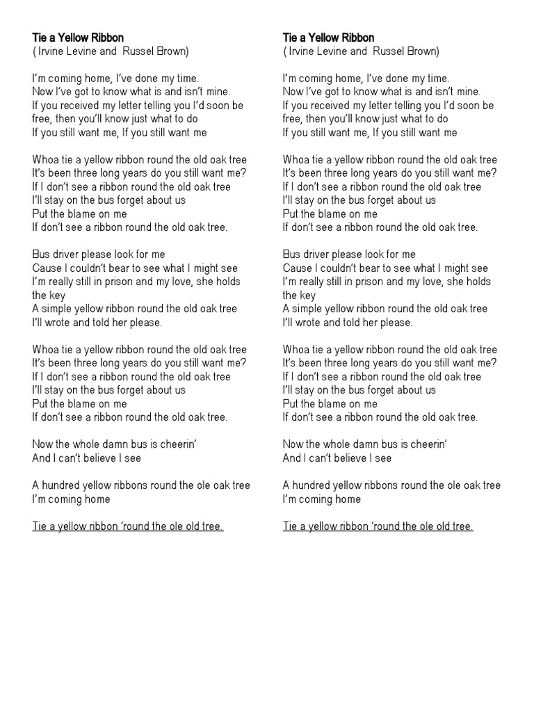 Yellow Ribbon Homecoming Song | PDF | Symbols