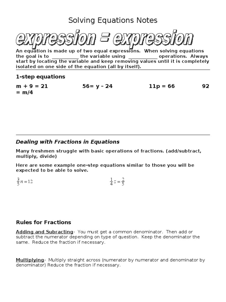 Solving Equations with Fractions | PDF
