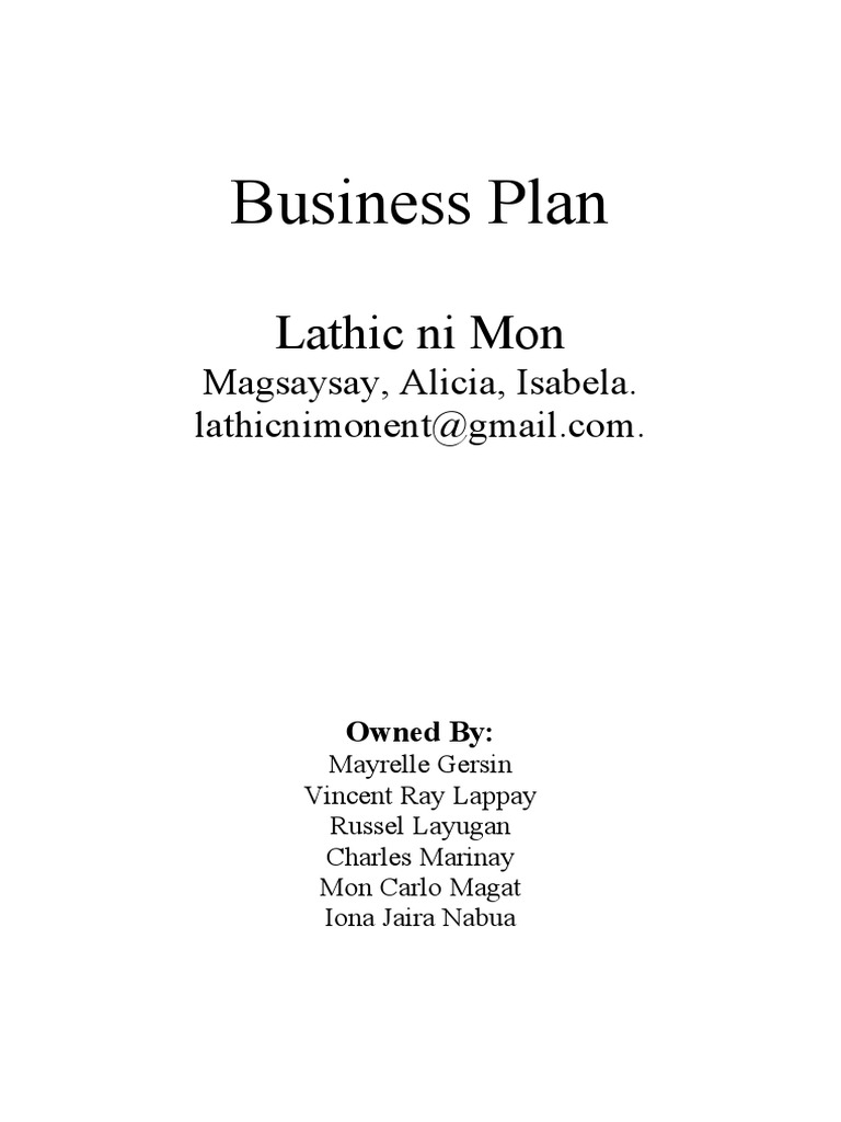 Business Plan Pdf Product Business Sales