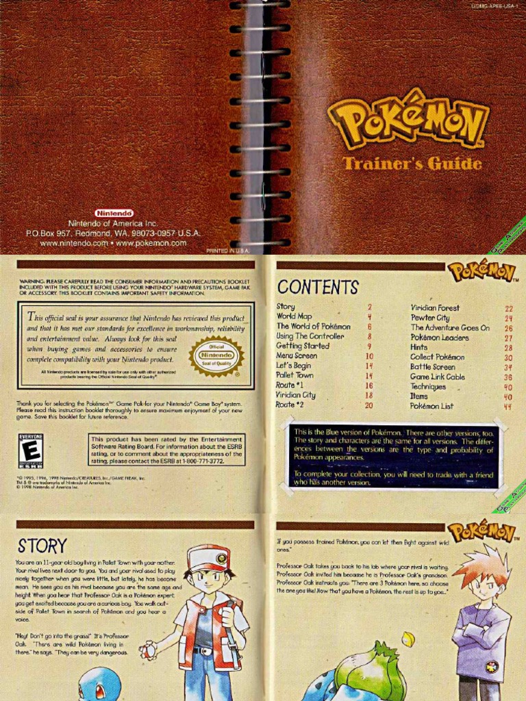 Pokemon Blue Instruction Manual PDF