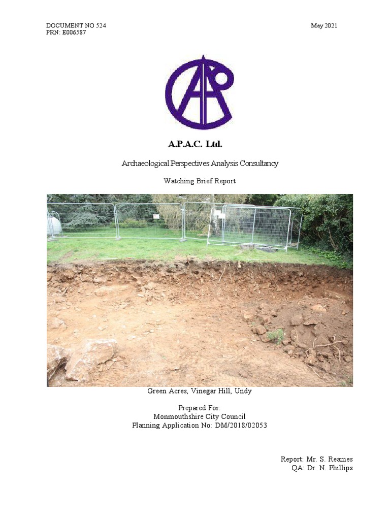Vinegar Hill Undy, Archaeological Watching Brief, APAC. LTD PDF