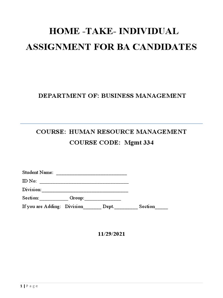 hrm assignment pdf