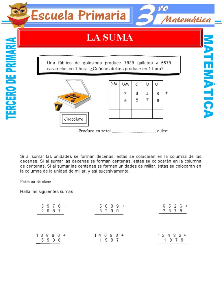 Ejercicios de Sumas para Tercero de Primaria | PDF