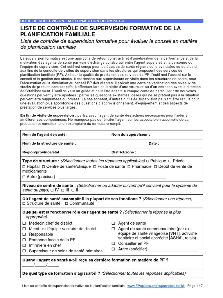 FP-supportive-supervision-checklist-Fr-PATH-2021 | PDF | Infection ...