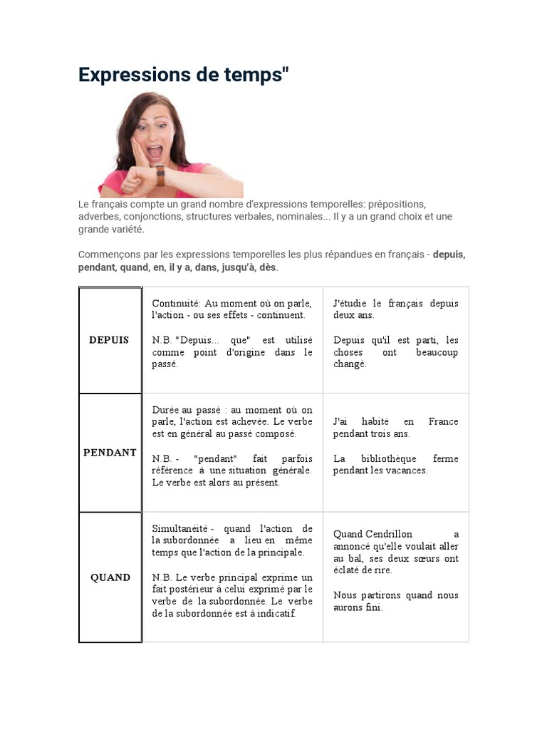 La Duree - Expressions Du Temps | PDF | Verbe | Morphologie linguistique