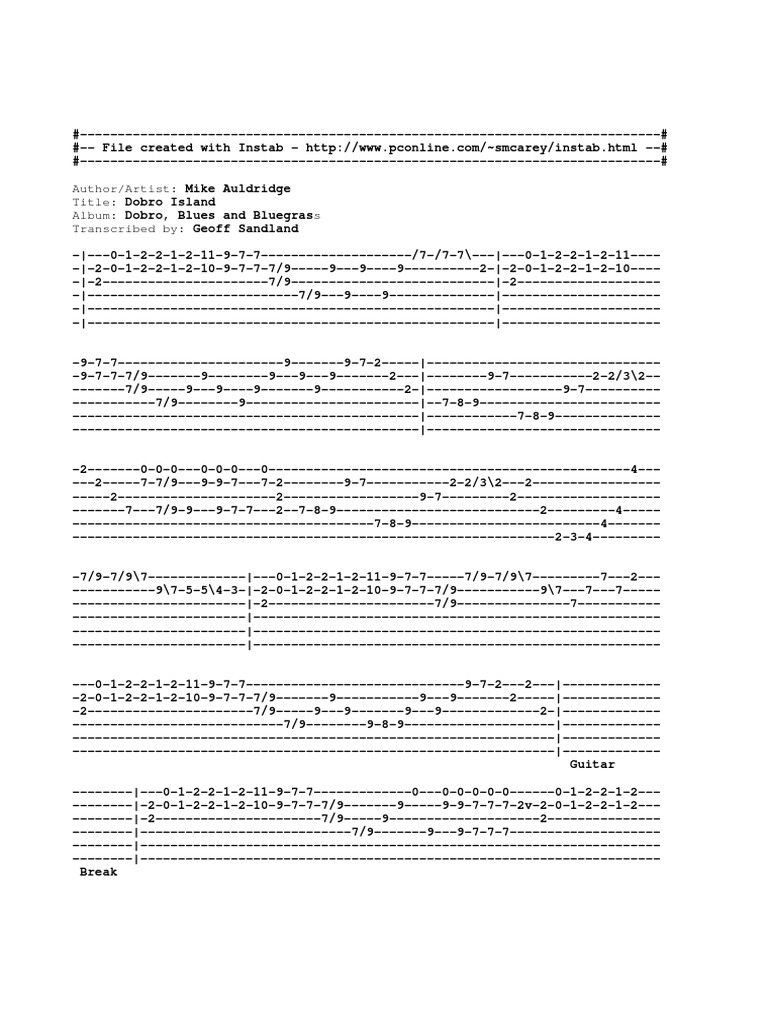 Tab Dobro Island 557 276233112008 PDF PDF Popular Music Country Music