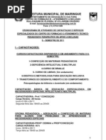 Cronograma de Ações e Serviços disponibilizados para os Profissionais da rede Municipal de Educação de Mairinque, através da Equipe Inclusiva