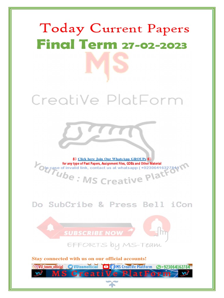 VU Final Term Papers Collection 2023 | PDF | Muhammad | Assembly Language
