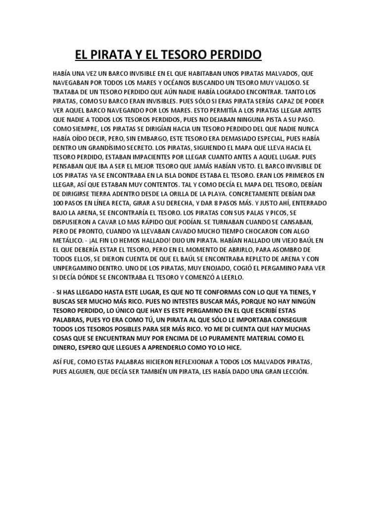El Pirata y el Tesoro Perdido | PDF | Piratería