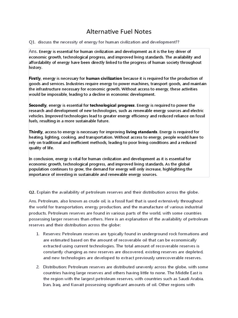 Alternative Fuel Notes PDF Biodiesel Renewable Energy