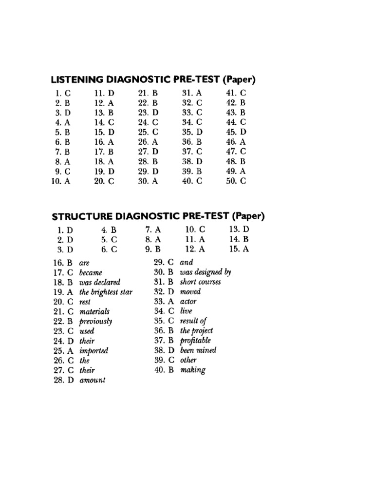 Diagnostic Test Answers PDF | PDF