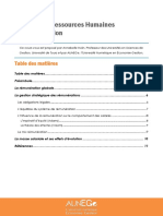 Gestion Des Ressources Humaines La Rémunération: Table Des Matières