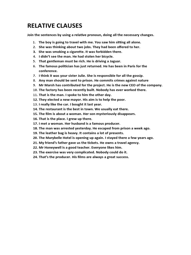 Combining Sentences with Relative Pronouns | PDF | Art