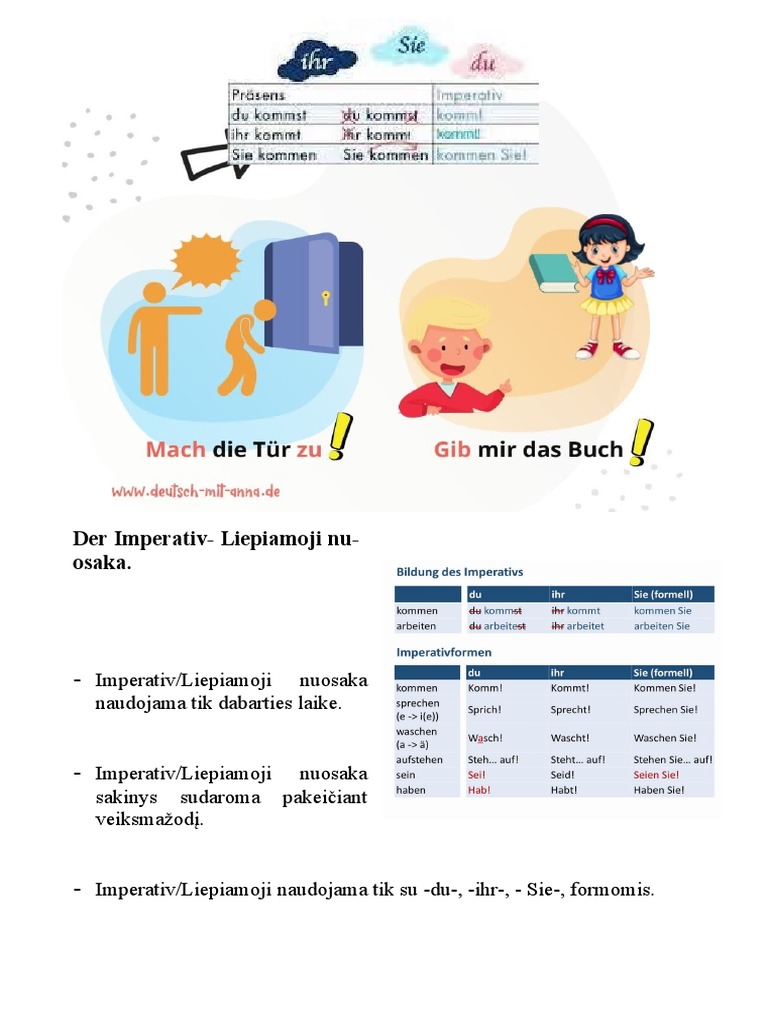 Imperativ Deutsch Lektion 8 Übung Imperativ | PDF