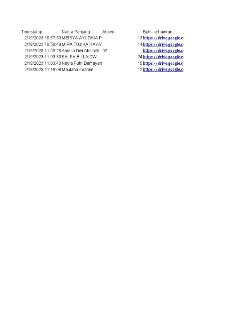 Data Absen dan Timestamp Kehadiran | PDF
