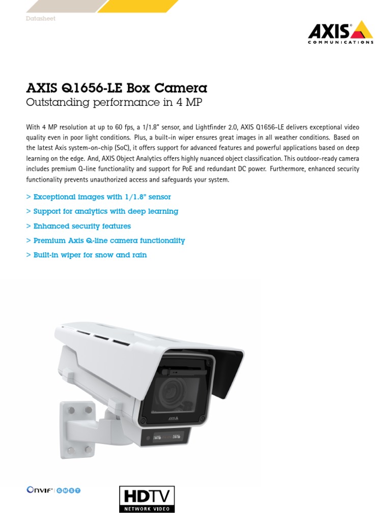 Datasheet Axis q1656 Le Box Camera en US 379163 PDF Camera