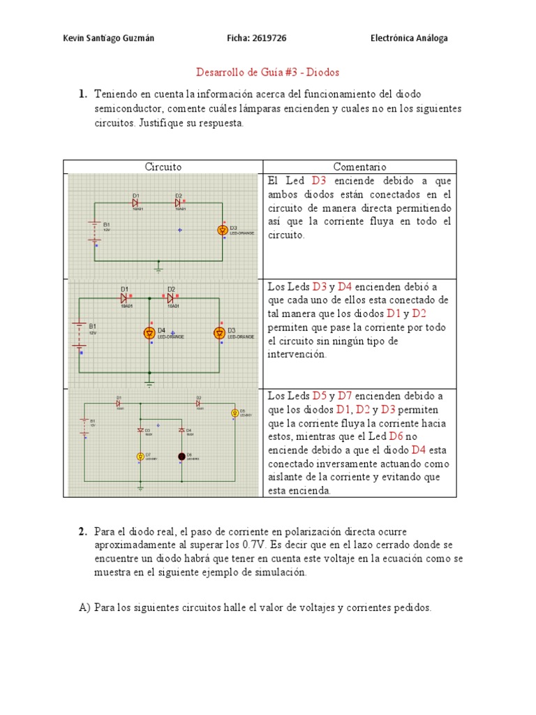 Guía #3 - Diodos | PDF | Diodo | Diodo emisor de luz