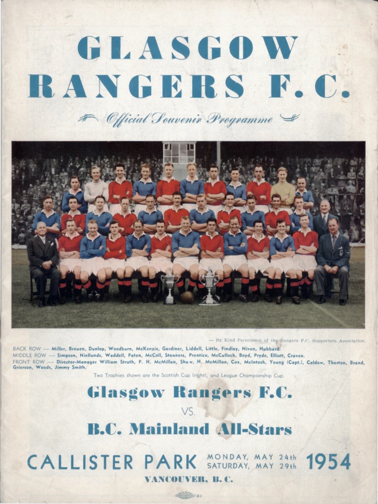 Glasgow Rangers' Visit to Vancouver | PDF | Sports | Association Football