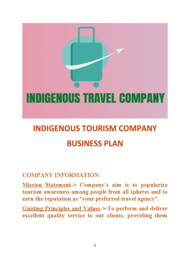 Indigenous Tourism Company Business Plan PDF Tourism Marketing