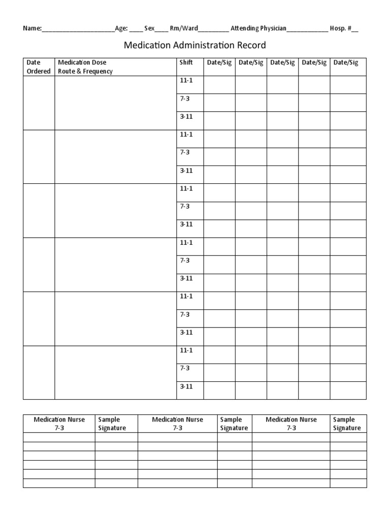 Medication Administration Record for [NAME] Providing Insight into Prescribed Drugs and Dosing