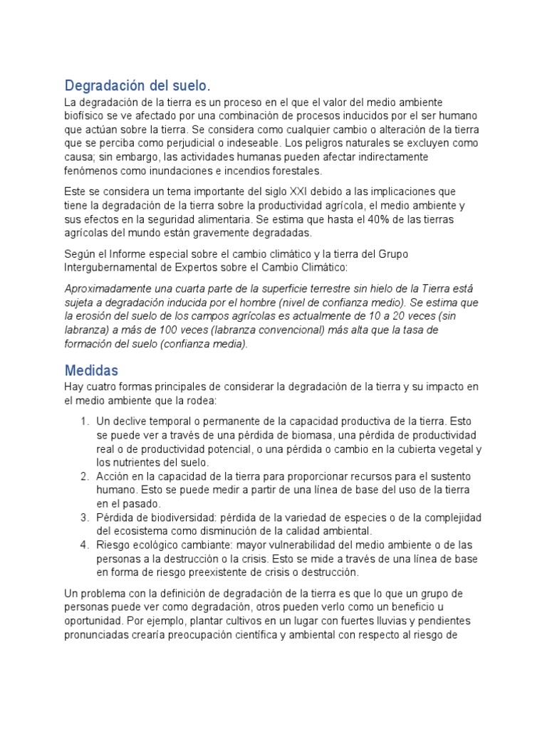 Causas y Consecuencias de la Degradación del Suelo | PDF | Geografía ...