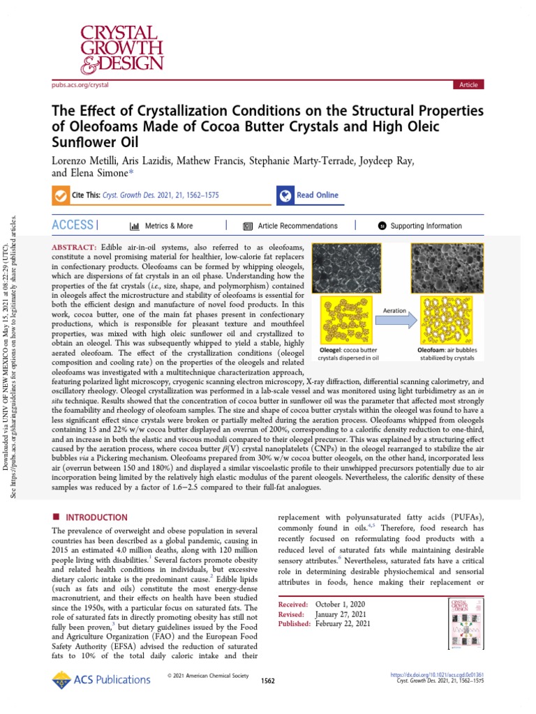 The Effect of Crystallization Conditions On The Structural Properties