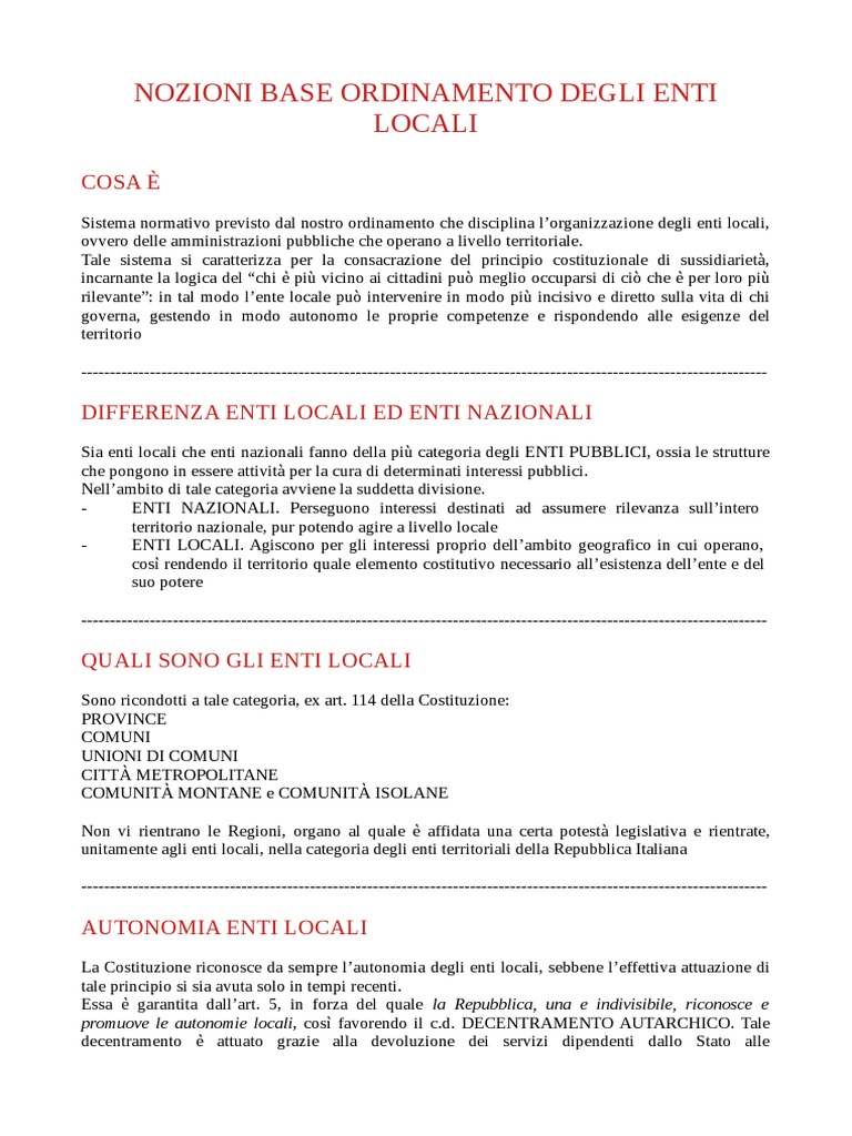 Enti Locali | PDF