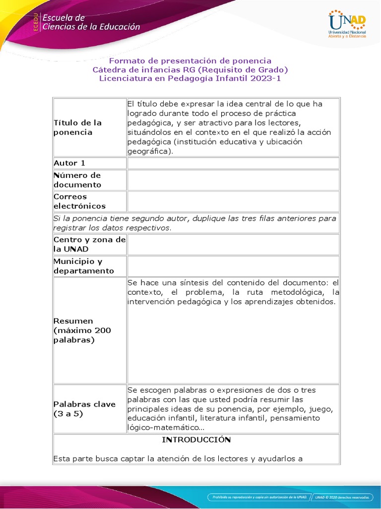 Formato 1 - Formato de Ponencia | PDF | Pedagogía | Educación de la ...