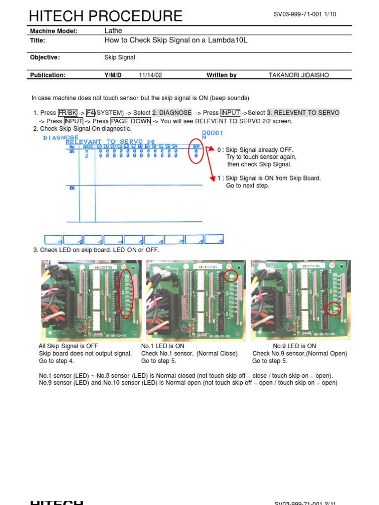 Hitech Procedure: Lathe How To Check Skip Signal On A Lambda10L | PDF ...