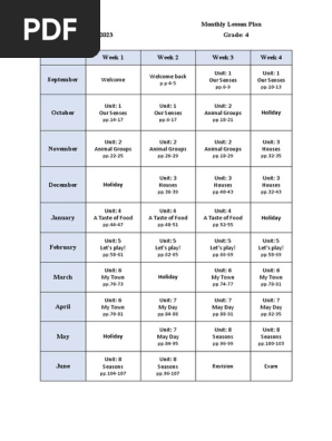 Monthly Lesson Plan G4