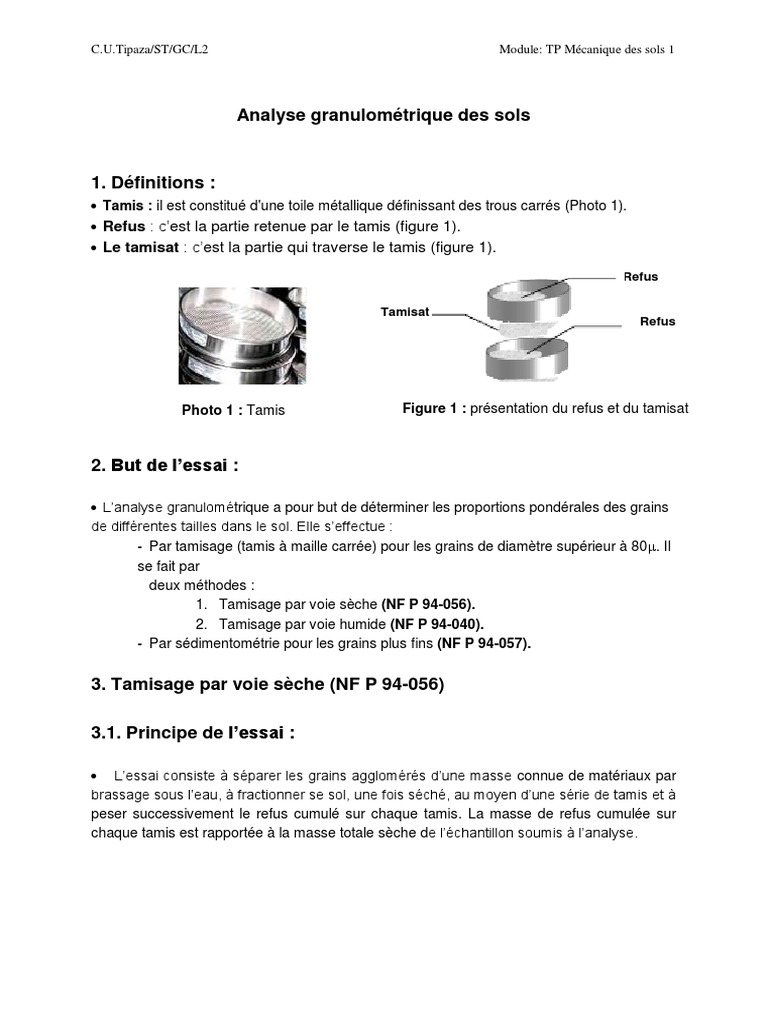 Analyse granulométrique des sols | PDF | Masse | La nature