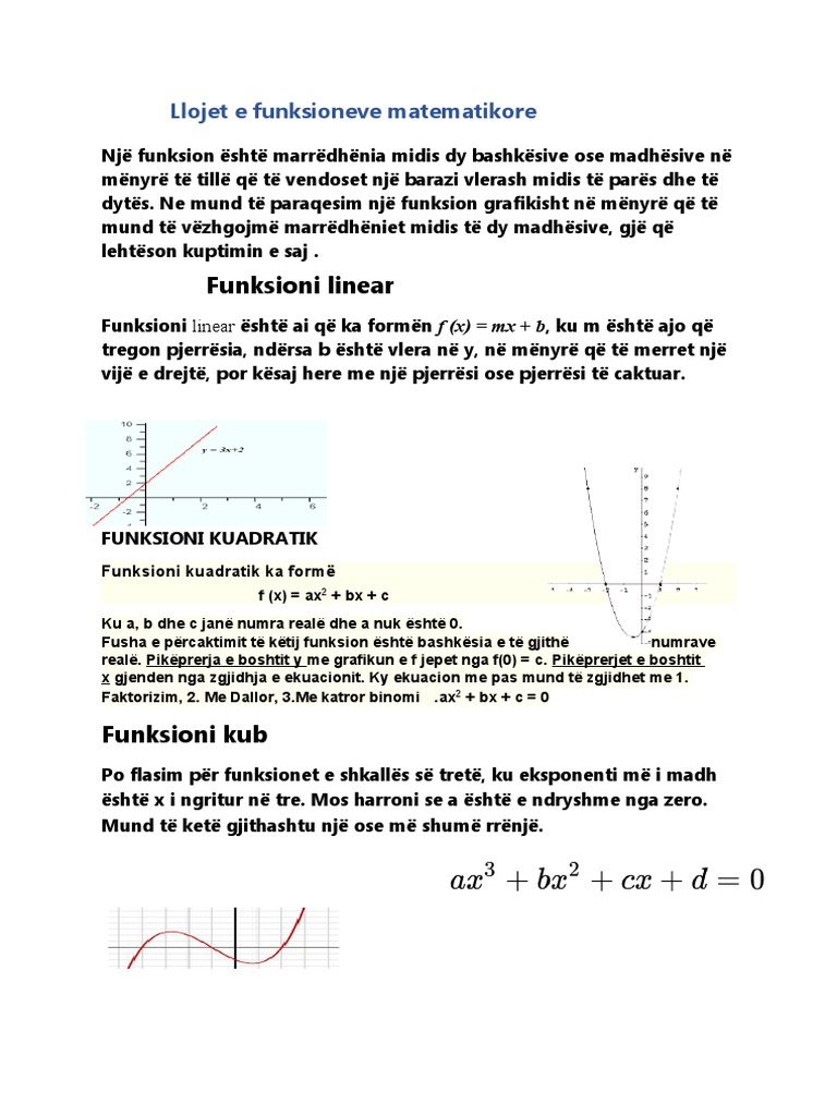 Llojet e Funksioneve - Odt | PDF