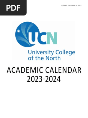 UCN Academic Calendar 2023-24 (December 14, 2022) | PDF | University And  College Admission