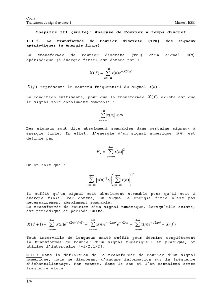 Transformée de Fourier discrète des signaux | PDF | Transformation de ...