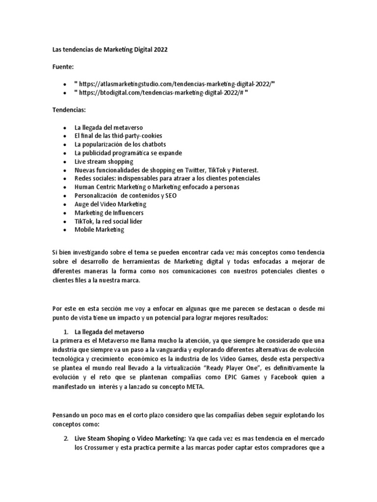 Tendencias de Marketing Digital 2022 | PDF | Marketing | Informática